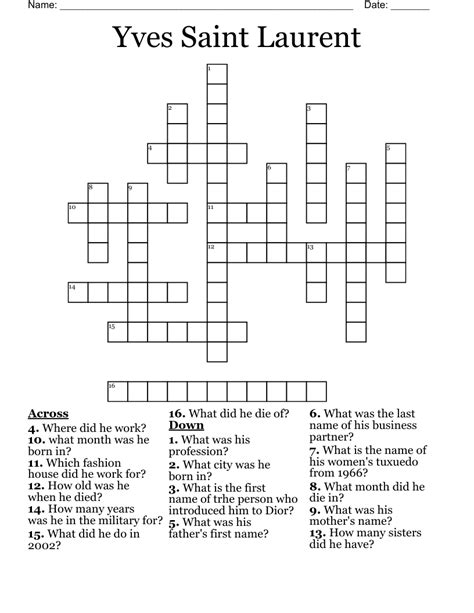 the y in ysl crossword